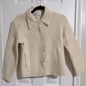 Petite Sophisticate Cream Pea Coat